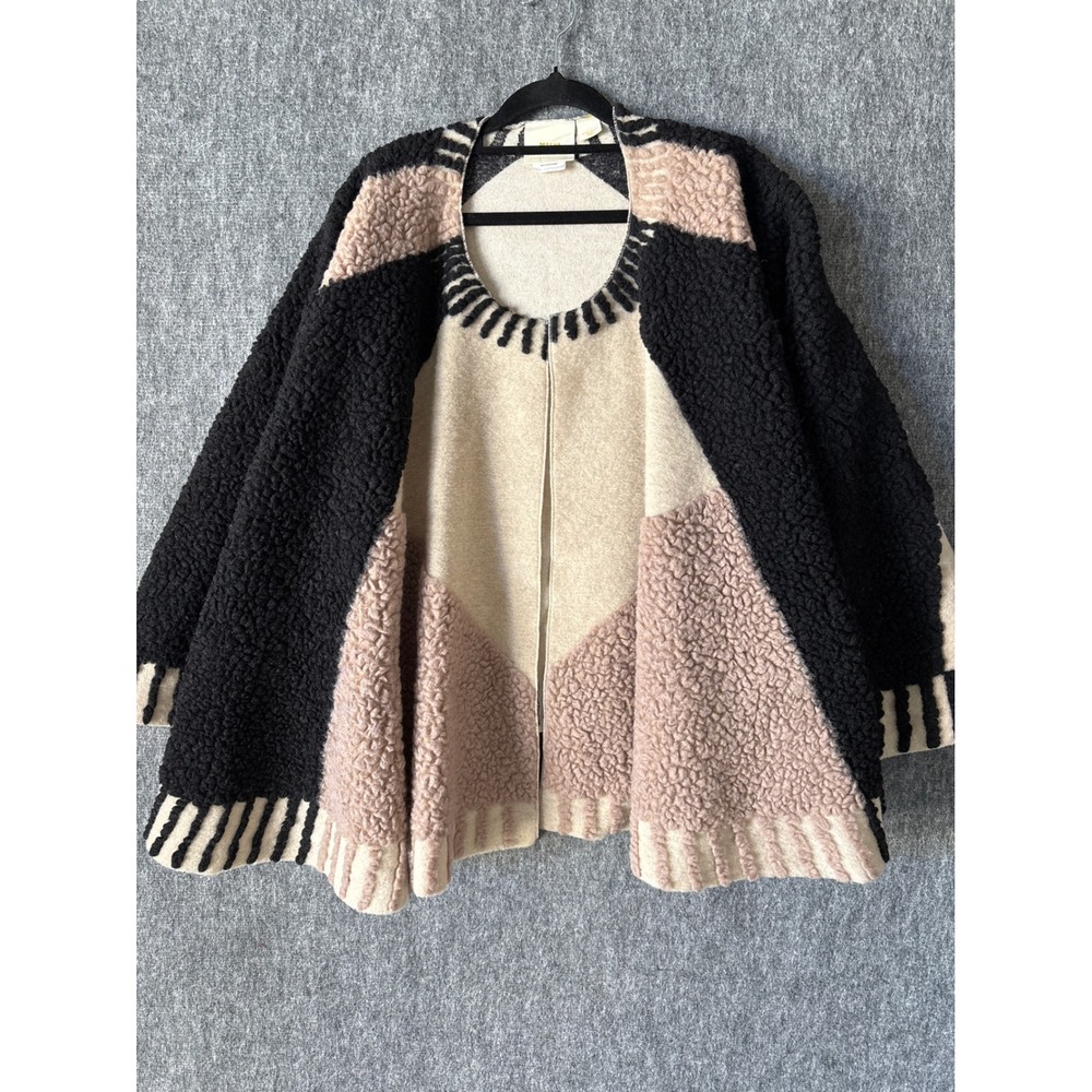 Maeve Anthropologie Colorblock Sherpa Cape One Size Fits All Dusk & Dawn Capelet